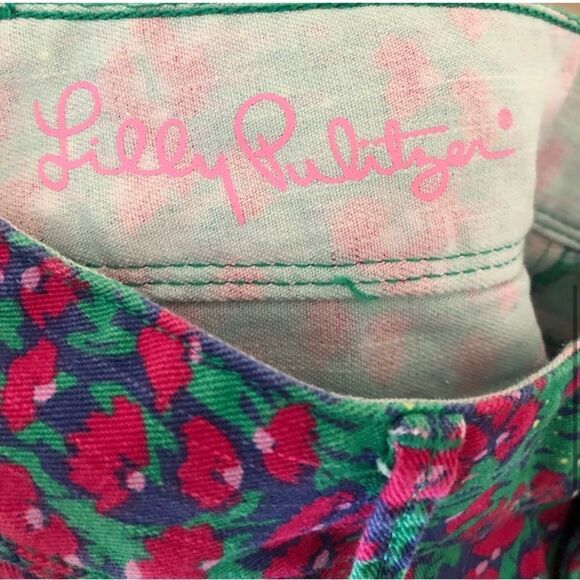 Lilly Pulitzer Worth Skinny Mini Jeans Green & Pink Floral Women’s Size 2 - Picture 6 of 9